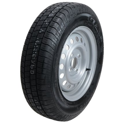 Kargotrail Komplettrad Anhänger - 155R13C - Lochkreis: 4x100 - Tragfähigkeit: 615 kg - Nabendurchmesser: 57 mm