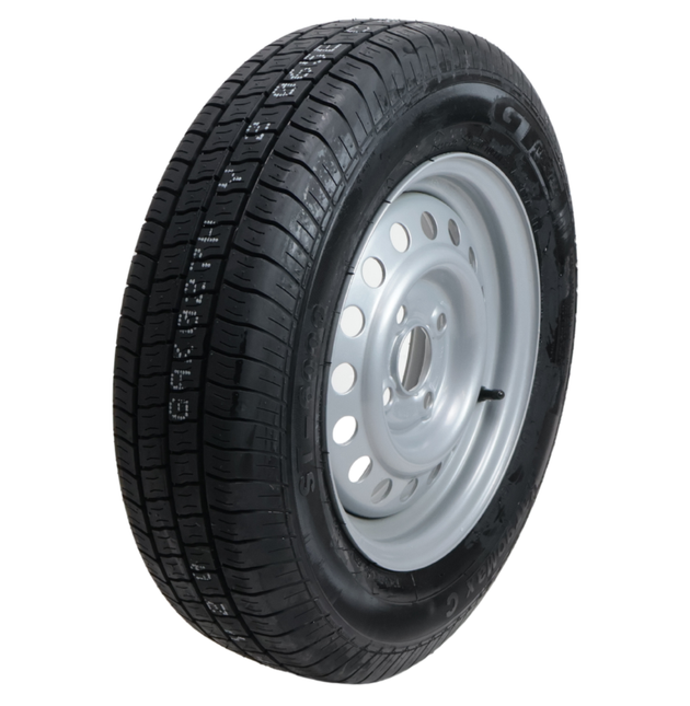 Kargotrail Komplettrad Anhänger - 155R13C - Lochkreis: 4x100 - Tragfähigkeit: 615 kg - Nabendurchmesser: 57 mm