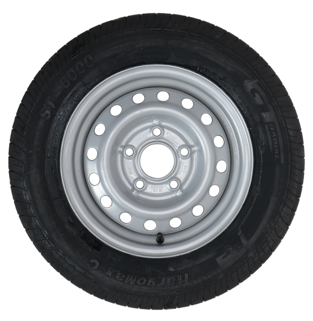 Kargotrail Komplettrad Anhänger - 155R13C - Lochkreis: 5x112 -Tragfähigkeit: 615 kg - Nabendurchmesser: 67 mm