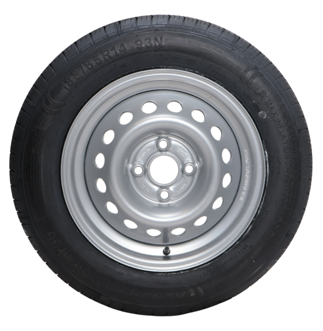 Kargotrail Komplettrad Anhänger - 185/65R14C - Lochkreis: 4x100 - Tragfähigkeit: 650 kg - Nabendurchmesser: 57 mm