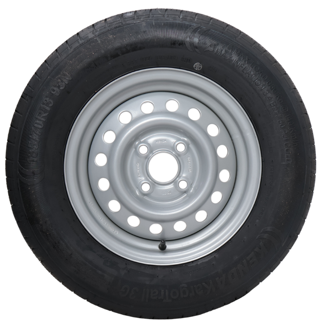 Kargotrail Komplettrad Anhänger - 185/70R13 - Lochkreis: 4x100 - Tragfähigkeit: 600 kg - Nabendurchmesser: 57 mm