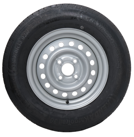 Kargotrail Komplettrad Anhänger - 185/70R13 - Lochkreis: 4x100 - Tragfähigkeit: 600 kg - Nabendurchmesser: 57 mm