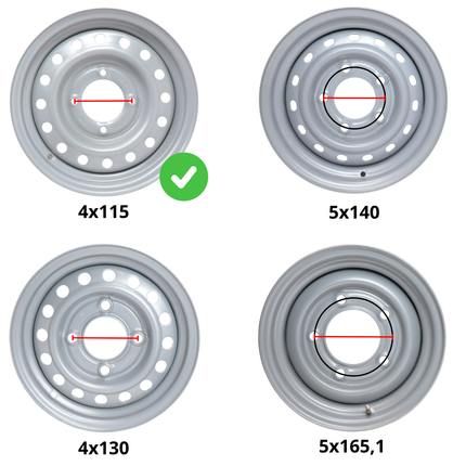 Kenda Anhänger Felge 10 Zoll - 3.50Bx10 - Lochkreis: 4x115 - Tragfähigkeit: 500 kg - Nabendurchmesser: 85 mm - ET0