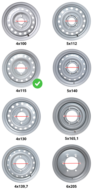 Kenda Anhänger Felge 10 Zoll - 3.50Bx10 - Lochkreis: 4x115 - Tragfähigkeit: 500 kg - Nabendurchmesser: 85 mm - ET0