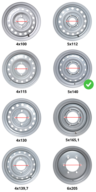 Kenda Anhänger Felge 10 Zoll - 6.00Ix10 - Lochkreis: 5x140 - Tragfähigkeit: 750 kg - Nabendurchmesser: 94 mm - ET-4