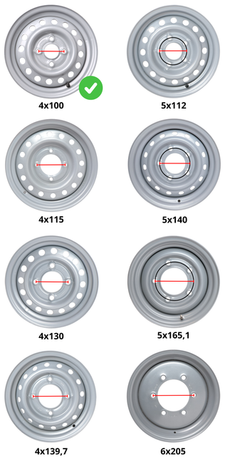 Kenda Anhänger Felge 13 Zoll - 4.00Jx13 - Lochkreis: 4x100 - Tragfähigkeit: 525 kg - Nabendurchmesser: 57 mm - ET30