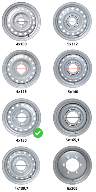 Kenda Anhänger Felge 13 Zoll - 4.50Jx13 - Lochkreis: 4x130 - Tragfähigkeit: 625 kg - Nabendurchmesser: 85 mm - ET20