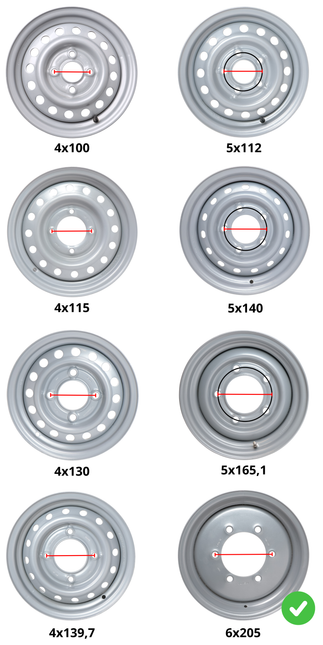 Kenda Anhänger Felge 17,5 Zoll - 6.75x17.5 - Lochkreis: 6x205 - Tragfähigkeit: 1700 kg - Nabendurchmesser: 161 mm - ET0