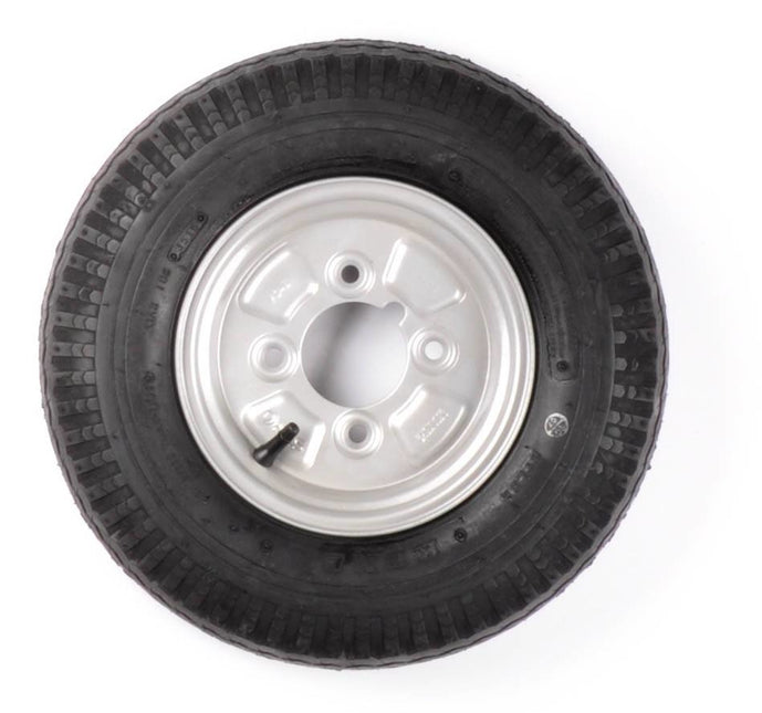 Kenda Komplettrad 8 Zoll 4.00-8 Reifen + Felge - Schmiernippelabstand: 4x101,6 - 6PR - 335 kg - 67 mm Nabendurchmesser - mit Schmiernippelaussparung