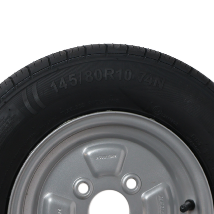 Kenda Komplettrad Anhänger - 145/80R10(145R10) - Lochkreis: 4x100 - Tragfähigkeit: 375 kg - Nabendurchmesser: 60 mm - 4PR