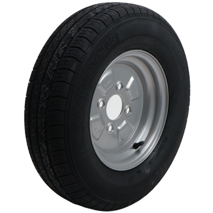 Kenda Komplettrad Anhänger - 145/80R10(145R10) - Lochkreis: 4x100 - Tragfähigkeit: 375 kg - Nabendurchmesser: 60 mm - 4PR