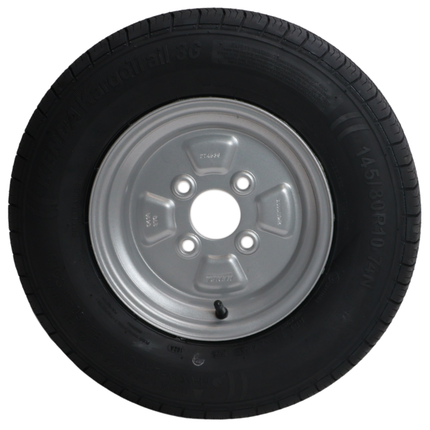 Kenda Komplettrad Anhänger - 145/80R10(145R10) - Lochkreis: 4x100 - Tragfähigkeit: 375 kg - Nabendurchmesser: 60 mm - 4PR