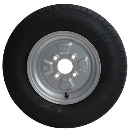 Kenda Komplettrad Anhänger - 145/80R10(145R10) - Lochkreis: 4x100 - Tragfähigkeit: 375 kg - Nabendurchmesser: 60 mm - 4PR