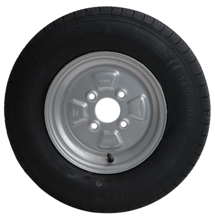 Kenda Komplettrad Anhänger - 145/80R10(145R10) - Lochkreis: 4x100 - Tragfähigkeit: 375 kg - Nabendurchmesser: 60 mm - 4PR