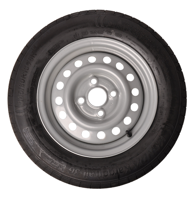 Kenda Komplettrad Anhänger - 145/80R13 - Lochkreis: 4x100 - Tragfähigkeit: 425 kg - Nabendurchmesser: 57 mm