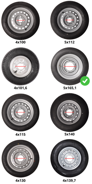 Kenda Komplettrad Anhänger - 155/70R12C - Lochkreis: 5x165,1 - Tragfähigkeit: 900 kg - Nabendurchmesser: 114,6 mm