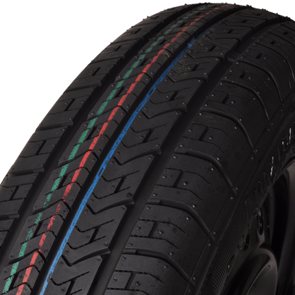 Kenda Komplettrad Anhänger - 155/80R13 - schwarze felge - Lochkreis: 4x100 - Tragfähigkeit: 500 kg - Nabendurchmeser: 57 mm