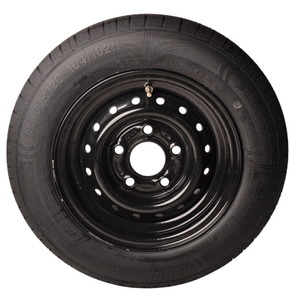 Kenda Komplettrad Anhänger - 185/60R12C - schwarze felge - Lochkreis: 5x112 - Tragfähigkeit: 900 kg - Nabendurchmesser: 67 mm