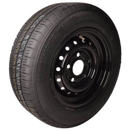 Kenda Komplettrad Anhänger - 185/60R12C - schwarze felge - Lochkreis: 5x112 - Tragfähigkeit: 900 kg - Nabendurchmesser: 67 mm