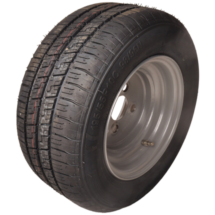 Kenda Komplettrad Anhänger - 195/55R10C - Lochkreis: 4x100 - Tragfähigkeit: 500 kg - Nabendurchmesser: 60 mm - 10PR