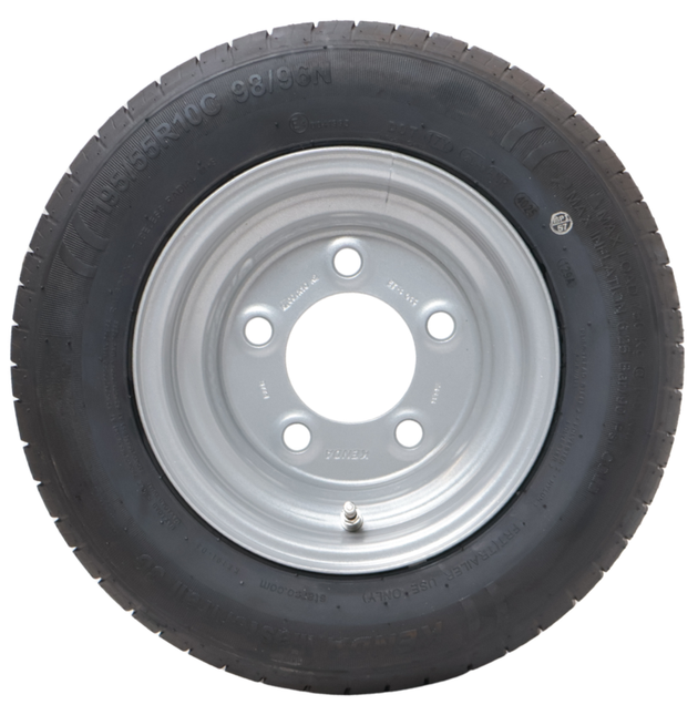 Kenda Komplettrad Anhänger - 195/55R10C - Lochkreis: 5x140 - Tragfähigkeit: 750 kg - Nabendurchmesser: 94 mm - 10PR