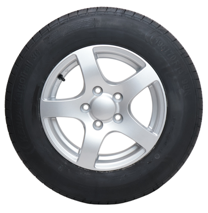 Kenda Komplettrad Anhänger - 195/70R14 - Leichtmetallfelge - Lochkreis: 5x112 - Tragfähigkeit: 750 kg - Nabendurchmesser: 67 mm - ET30