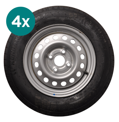 Kenda Satz mit 4 Kompletträder - 155/80R13 - Lochkreis: 4x100 - Tragfähigkeit: 500 kg - Nabendurchmesser: 57 mm