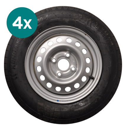 Kenda Satz mit 4 Kompletträder - 155/80R13 - Lochkreis: 4x100 - Tragfähigkeit: 500 kg - Nabendurchmesser: 57 mm