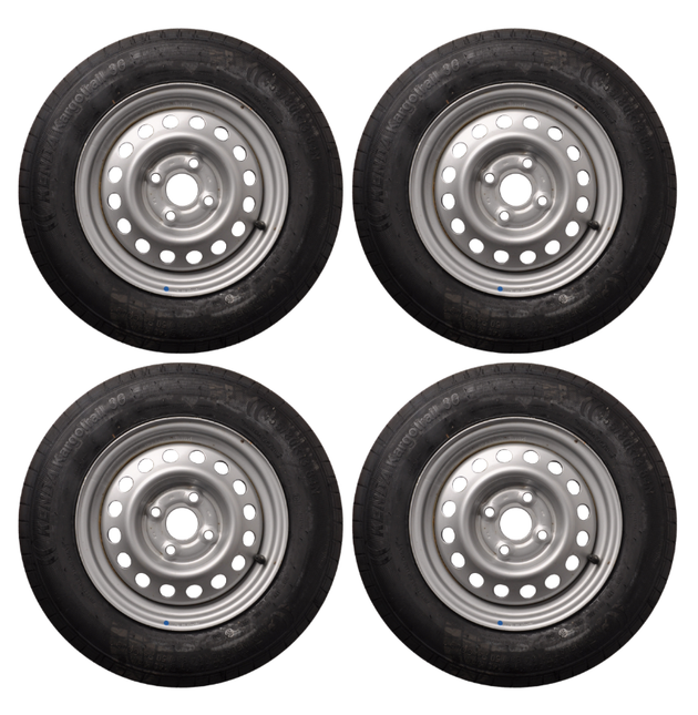 Kenda Satz mit 4 Kompletträder - 155/80R13 - Lochkreis: 4x100 - Tragfähigkeit: 500 kg - Nabendurchmesser: 57 mm