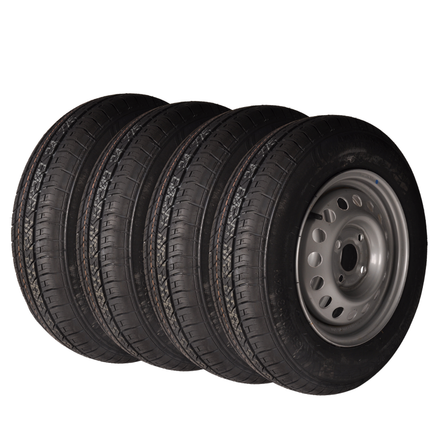 Kenda Satz mit 4 Kompletträder - 155/80R13 - Lochkreis: 4x100 - Tragfähigkeit: 500 kg - Nabendurchmesser: 57 mm