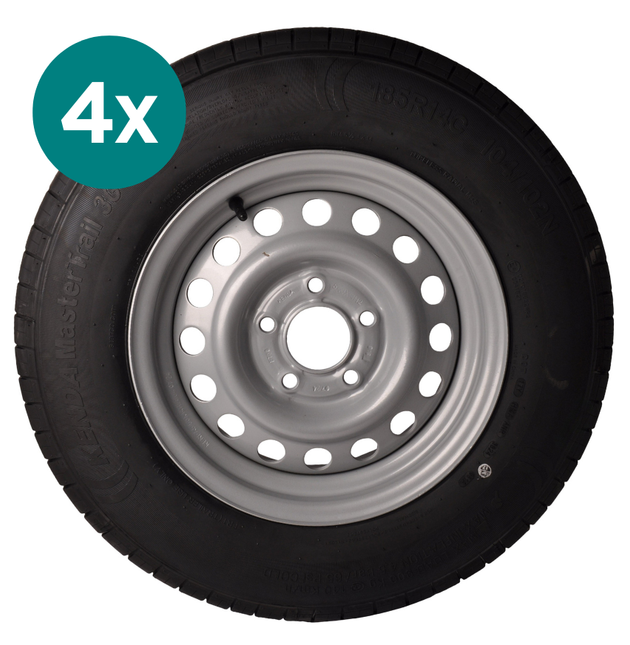 Kenda Satz mit 4 Kompletträder - 185R14C - Lochkreis: 5x112 - Tragfähigkeit: 900 kg - Nabendurchmesser: 67 mm