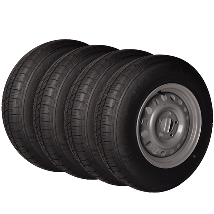 Kenda Satz mit 4 Kompletträder - 185R14C - Lochkreis: 5x112 - Tragfähigkeit: 900 kg - Nabendurchmesser: 67 mm