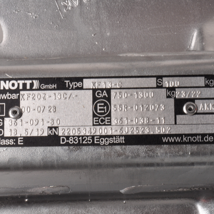 Knott Knott Auflaufeinrichtung für Anhänger - KF13-C mechanisch - maximale Anhängelast: 1300 kg - V-Deichselanschluss - inkl. Stützrad-Konsole