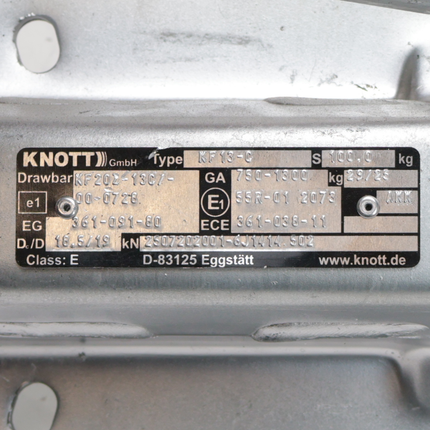 Knott Knott Auflaufeinrichtung für Anhänger - KF13-C mechanisch - maximale Anhängelast: 1300 kg - V-Deichselanschluss