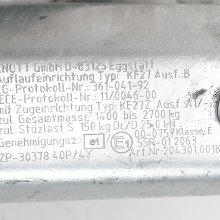 Knott Knott Auflaufeinrichtung für Anhänger - KF27 - maximale Anhängelast: 2700 kg - ohne Stützrad-Konsole