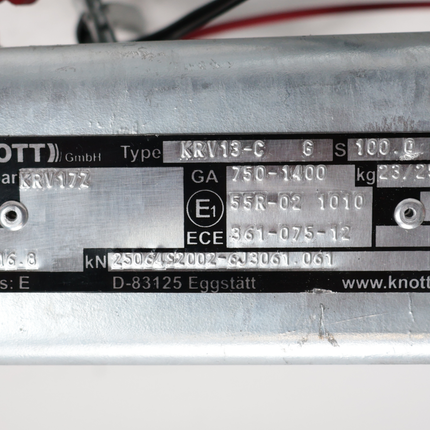 Knott Knott Auflaufeinrichtung für Anhänger - KRV13-C GF - maximale Anhängelast: 1400 kg -  Vierkantrohr anschluss: 60& 70 mm - inkl. Stützrad-Konsole