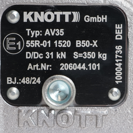 Knott Knott AV35 - rund 60 mm - 3500 kg - gebremste Kugelkupplung mit integriertem Schloss
