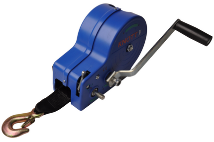 Knott Ungebremste Handwinde - 1150/575 kg - inklusive Windengurt und Lasthaken - 2 Geschwindigkeiten