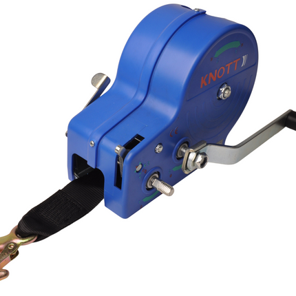 Knott Ungebremste Handwinde - 900/450 kg - inklusive Windengurt und Lasthaken - 2 Geschwindigkeiten