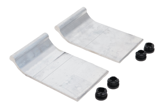 Metalmec Metalmec Aluminium-Auffahrschienen-Halterungsset - 2 Halterungen + 4 Arretierstopfen