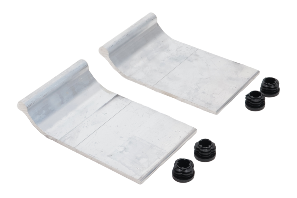 Metalmec Metalmec Aluminium-Auffahrschienen-Halterungsset - 2 Halterungen + 4 Arretierstopfen