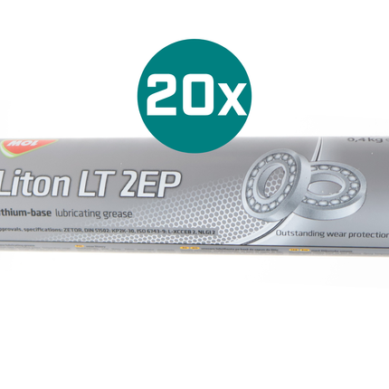 MOL-LUB Ltd. Set von 20 EP2-Fettkartuschen - 400 Gramm - universell - MOL