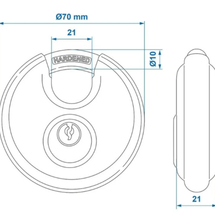 ProPlus Diskusschloss (70mm) mit Zahlenkombination.