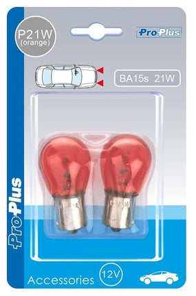 ProPlus Satz mit 2 Glühbirnen Orange , Bajonett Sockel 12V 21/W ( Orange Blinker) - 5 Stunden Anschluss