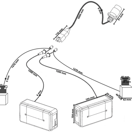 Radex Radex 5001 Rückleuchten Set 5 Meter Hauptkabel - 7-polig - inklusive Positionsleuchten