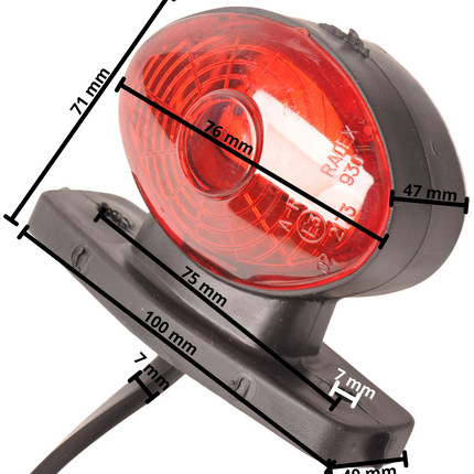 Radex Radex 935 Begrenzungsleuchte  - rot/weiß - LED - mit 500 mm Flachbandkabel/Schnellsteckverbindung