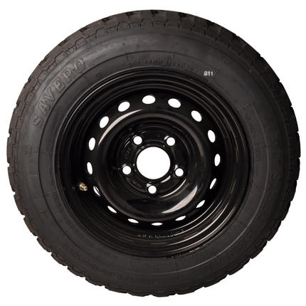 Savero Komplettes Anhängerrad - 185/70R13C - Offroad-Profil - schwarze Felge - Lochkreis: 5x112 - Tragfähigkeit: 950 kg - Nabendurchmesser: 67 mm