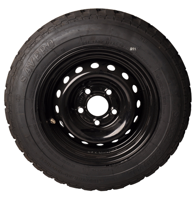 Savero Komplettes Anhängerrad - 185/70R13C - Offroad-Profil - schwarze Felge - Lochkreis: 5x112 - Tragfähigkeit: 950 kg - Nabendurchmesser: 67 mm
