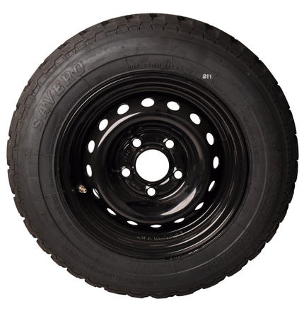 Savero Komplettes Anhängerrad - 185/70R13C - Offroad-Profil - schwarze Felge - Lochkreis: 5x112 - Tragfähigkeit: 950 kg - Nabendurchmesser: 67 mm