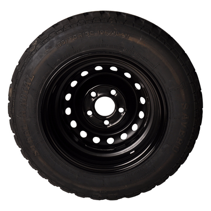 Savero Komplettes Anhängerrad - 185/70R13C - Offroad-Profil - schwarze Felge - Lochkreis: 5x112 - Tragfähigkeit: 950 kg - Nabendurchmesser: 67 mm